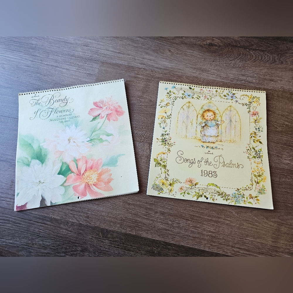 Vintage 1982 & 1983 Hallmark Calendars "Beauty of Flowers & "Songs of the Psalms
